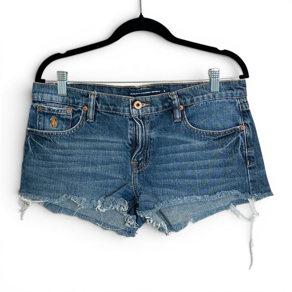 Ralph Lauren Sport Distressed Cutoff Denim Shorts Medium Wash Size 8